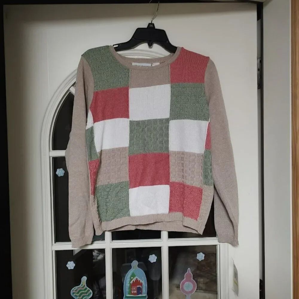New Alfred Dunner Sedona Beige Multi-Color Sweater Size Women's Petite M